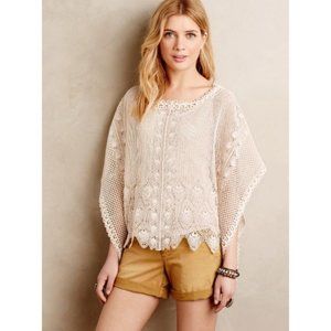 Anthropologie Sparrow Cream Crochet Poncho XS
